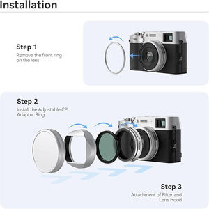 ชุดฟิลเตอร์ CPL/Black Diffusion Mist (1/4) พร้อมเลนส์ฮูดสำหรับกล้องฟูจิ X100 ซีรีส์ (X100VI, <span class=keywords><strong>X100V</strong></span>, X100T, X100F, X100S, X100) (สีดำ) - Product Image 5