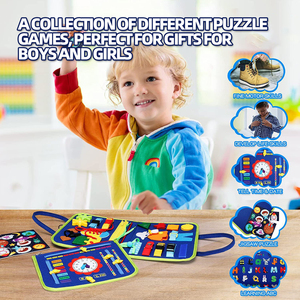 Tablero de Actividades Montessori de Peluche para Niños de 2 a 4 Años, Juguetes Educativos Sensoriales, Libros de Actividades, Desarrollo de Habilidades de Aprendizaje Temprano - Product Image 6