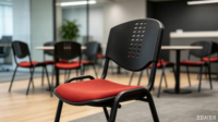 Chaise de conférence exécutive ergonomique moderne en tissu avec dossier solide et base métallique empilable pour bureaux, salles de réunion et écoles