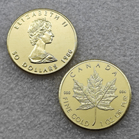 Pièce de monnaie souvenir de collection de 1986, Canada, feuille d'érable, Elizabeth II, 50 dollars, 1 once d'or
