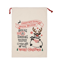 Sacs de Noël en toile réutilisables avec cordon de serrage en coton, sacs cadeaux vintage, décorations de sapin de Noël, cadeaux de fête, vente en gros