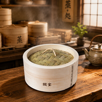 Cuiseur vapeur à 2 niveaux en bambou naturel d'Asie pour Bao Bun, Dim Sum et riz