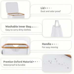 100L <b>Large</b> <b>Laundry</b> <b>Hamper</b>, 27.6" Tall <b>Laundry</b> Basket with Handle, Waterproof and Collapsible Cloth <b>Hamper</b> for Bedroom and Bathro - Product Image 5