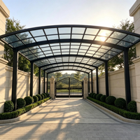 Abri de voiture en aluminium et polycarbonate à arche incurvée, auvent de grande entrée, abri de portail de villa de luxe, imperméable et personnalisé