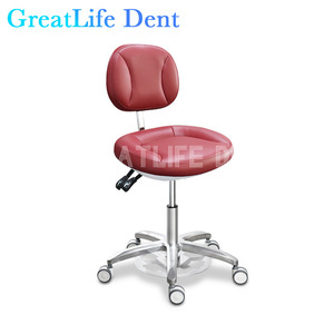 Silla de Asistente Dental Greatlife Dent, Silla de Cuero Móvil con Respaldo, Altura Ajustable Hidráulicamente, para <span class=keywords><strong>Consultorio</strong></span> - Product Image 3