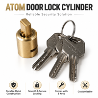 Cylindre de serrure Atom en laiton massif, 3 clés, anti-corrosion, structure interne de précision pour serrure de porte de véhicule ou de placard