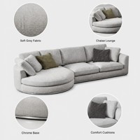 Modernes Graues Stoff-Ecksofa mit Chaiselongue Gepolstert für Wohnzimmer Apartment Hotel Großhandel Fabrik