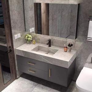 New Design Luxury Bathroom Vanity Natural Marble Stone Sink Customized Bathroom Furniture Vanity Cabinet