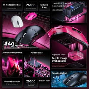 Mathew M9 Pro Max Mouse Lightweight 44G Wireless Tri-mode PAW3395 26000DPI 8Khz Esport Gaming Mouse pour <span class=keywords><strong>LOL</strong></span>/CSGO/valorant - Product Image 3