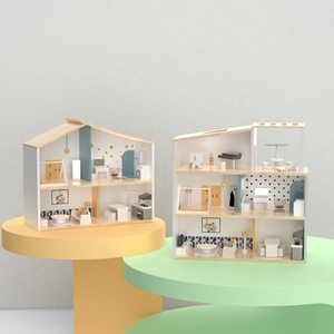 <span class=keywords><strong>Maison</strong></span> de poupée élégante Suite de jouets en <span class=keywords><strong>bois</strong></span> de 18 pouces <span class=keywords><strong>Maison</strong></span> de poupée de meubles Jouets verts en <span class=keywords><strong>bois</strong></span> Nouveau Shanghai pour enfants Mini Cartoon PVC - Product Image 2