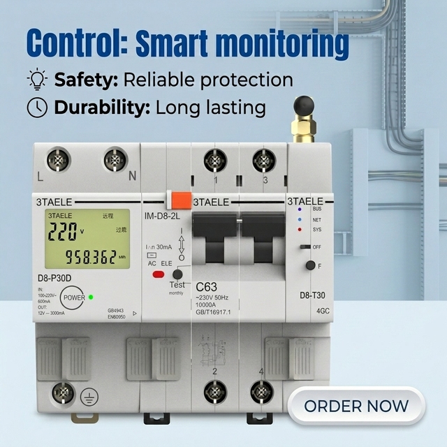 2P63A Series All-in-One Smart Circuit Breaker 4G Remote Control Via Smartphone  Mandun Leakage Protection Mainland World LCD