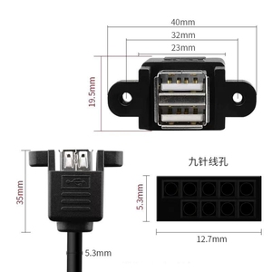 Motherboard 9-pin to Usb Dual Port. Extension Cable Can Fix the Usb Extension Cable with Ear-shaped Double-layer USB 2.0 Shield. - Product Image 4
