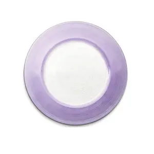 复活节桌雅典娜带紫色边缘的简单玻璃充电器板