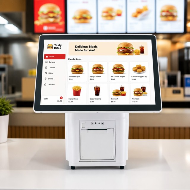15.6 Inch Windows POS Terminal All-in-One Computer Touch Screen Billing Machine with 80mm Printer