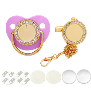 <span class=keywords><strong>Chupete</strong></span> de bebé <span class=keywords><strong>personalizado</strong></span> en blanco con cubiertas de Clips de <span class=keywords><strong>cadena</strong></span> de lujo Bling Zircon silicona maniquí pezón <span class=keywords><strong>mordedor</strong></span> regalo recién nacido - Product Image 5