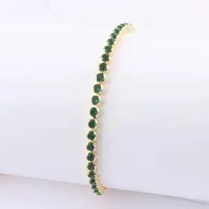 customization fashion jewelry tennis Chain Classic Round Emerald and Diamond Tennis Bracelet