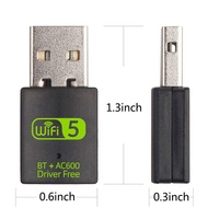 Driver Gratis RTL8821CU 600Mbps USB WiFi BT Dongle Dual Band Kartu Jaringan Nirkabel AC600 2 in 1 WiFi BT Adapter untuk PC Laptop