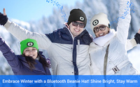 Bonnet tricoté lumineux et chaud pour l'hiver avec lampe frontale intégrée, idéal pour le sport, rechargeable, compatible musique sans fil 5.0