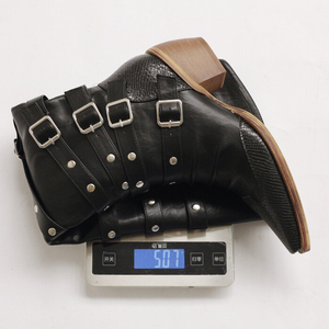 Botas Altas de Estilo Vaquero para Mujer, con Tacón Grueso de Plataforma, Punta Puntiaguda y Hebillas Metálicas - Product Image 6