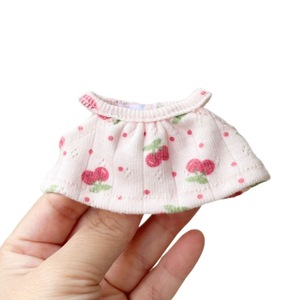 Ropa para Muñecas de 10 cm al por Mayor, Vestido de Camiseta Elástico con Estampado de Cerezas, Vestido <span class=keywords><strong>Mini</strong></span> para Muñecas, Apto para Muñecas de Peluche Crying Baby Long-Leg Kitty - Product Image 5