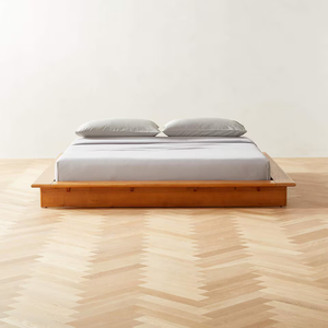 Economy Solid Wooden Double <strong>Bed</strong> Platform <strong>Frame</strong> Simple Modern <strong>Japanese</strong> Design with Free Headboard for Villas - Product Image 3