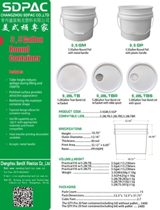 3.5 Gallon Round Plastic Bucket with Lids, Durable All <strong>Purpose</strong> Pail White Food Grade <strong>Containers</strong> | SDPAC,China - Product Image 6