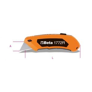 BETA - 017720006 Couteau utilitaire à lame trapézoïdale rétractable, fourni avec 5 lames (multi-pack) COUPE - Product Image 1