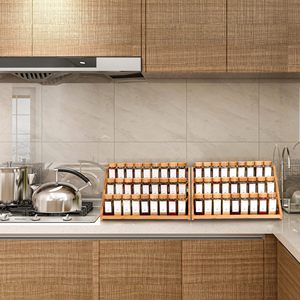 Estante de bambú para especias de 3 niveles, organizador de almacenamiento de madera para mostrador de cocina, estante de exhibición para botellas de condimentos - Product Image 4