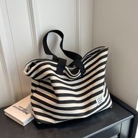 Sac en toile sur mesure pour femmes, sac fourre-tout simple à grande capacité rayé et à épaule unique pour femmes, nouvel arrivage