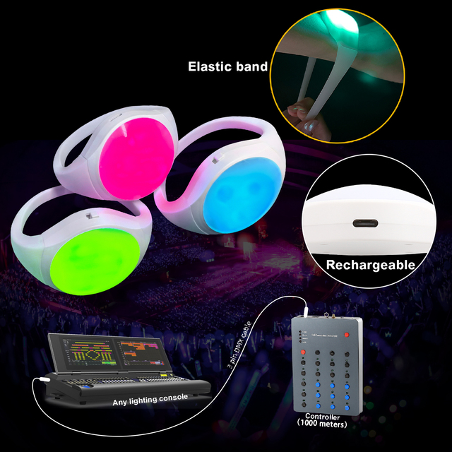 Elastic Wristband Wireless Dmx Transmitter Receiver Led Wristbands Party Led Bracelet Control Dmx