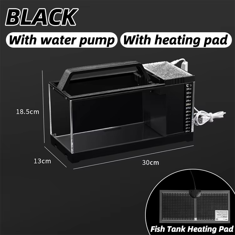 Réservoir de poissons noir + Pompe à eau + Coussin chauffant