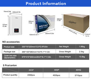 <span class=keywords><strong>Chauffe</strong></span>-<span class=keywords><strong>eau</strong></span> électrique sans réservoir haute pression, nouveau design, résistance électrique pour douche, idéal pour les salons de coiffure et les chambres d'hôtel - Product Image 6