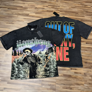 <span class=keywords><strong>T</strong></span>-<span class=keywords><strong>shirt</strong></span> a maniche corte in cotone <span class=keywords><strong>vintage</strong></span> lavato con stampa teschio Godspeed <span class=keywords><strong>Rock</strong></span> Street per coppie, 100% lavorazione a maglia - Product Image 2