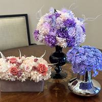 Pasokan Pabrik Bunga Hydrangea Mophead Awet, Hydrangea Daun Besar, Bunga Asli Tahan Lama untuk Rangkaian Bunga Kerajinan DIY