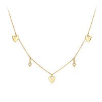 Bijoux fins en or 18 carats pour femmes en zircon CZ Collier à breloques en argent sterling 925 avec cœur en zircon