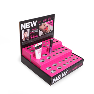 Caja de Exhibición de Cartón Corrugado Negro Reciclable Personalizada PDQ para Cosméticos, Lápiz Labial y Uñas - Product Image 1
