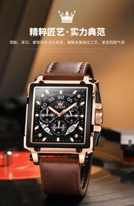 OLEVS-Montres carrées à affichage <span class=keywords><strong>24</strong></span> heures pour hommes d'affaires, cadran lumineux, mains étanches, 9919 - Product Image 4