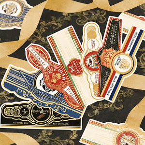 Adhesive Printing Private Logo Roll Vinyl Waterproof Lamination <b>Embossed</b> Gold Foil Weed Cigar Band Wrapper Sticker Label - Product Image 4