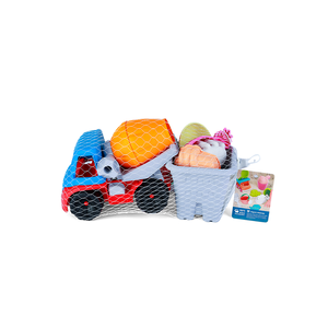 Juego de juguetes de playa de paja de trigo para mezclar arena, 7 piezas: Camión mezclador, cubo cuadrado, rastrillo, tamiz, moldes de arena marina, ecológico, para niños, bolsa de malla - Product Image 6