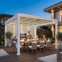Gazebo d'extérieur Kits aluminium motorisés Design moderne bioclimatique Toit à persiennes Lumière LED Jardin Piscine Patio Pergola rétractable