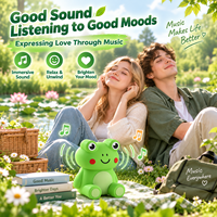 Haut-parleur sans fil grenouille mignon au design personnalisé avec pieds rétractables, support de téléphone, ornement de bureau en PVC, haut-parleur audio portable BT5.2