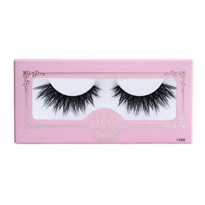 Wholesale One Pair False Eyelash Product Packaging Box with Clear Window Custom Boxes for Eyelashes