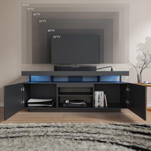 <span class=keywords><strong>TV</strong></span> moderna Stand alto centro di intrattenimento con prese di corrente e luce <span class=keywords><strong>LED</strong></span> <span class=keywords><strong>TV</strong></span> Stand Cabinet per soggiorno - Product Image 5