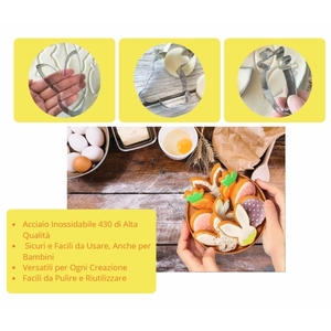 Set di 22 stampini per biscotti pasquali in acciaio inossidabile a forma di coniglietto, uovo, carota, pulcino, farfalla e fiore per la cottura - Product Image 5