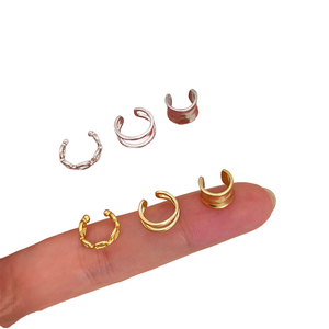 925 Silver Geometric Gold Plated Hoop Earrings Minimalist Everyday Wear Unisex Jewelry - Product Image 1