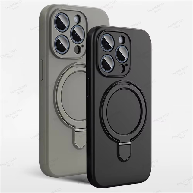 New Liquid Silicone Ring Holder Magnetic Wireless Charging Kickstand Shockproof Cover Phone Case for iPhone 13 14 15 16 Pro Max