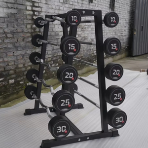 Set de Barras de Gimnasio Personalizadas de PU, <span class=keywords><strong>Barra</strong></span> <span class=keywords><strong>Fija</strong></span> Redonda de Goma Negra, <span class=keywords><strong>Barra</strong></span> de Acero con Peso, <span class=keywords><strong>Barra</strong></span> Recta <span class=keywords><strong>para</strong></span> Curl - Product Image 1