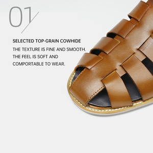 Sandales pour hommes en cuir de vachette sur mesure OEM, style Oxford, respirantes, antidérapantes, confortables, résistantes aux chocs, imperméables, avec sangle à boucle - Product Image 2