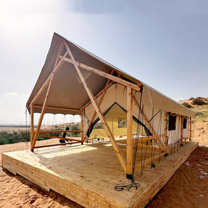 Luxury Wooden Structure Safari <b>Tent</b> Modular Glamping Cabin with Glass Entrance for All Terrains Eco-Conscious Wooden <b>Frame</b> <b>Tent</b> - Product Image 6