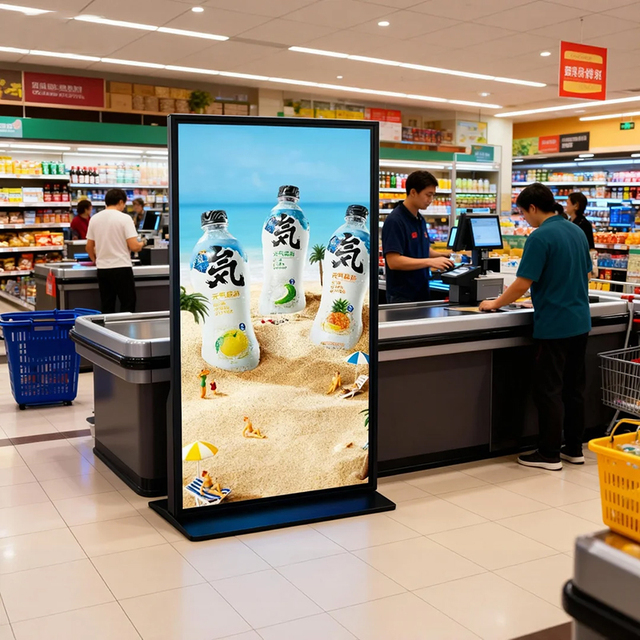 Full Color 4K Digital Signage Displays Indoor Vertical Full Screen Non-Touch Advertising Player Elevator Shopping Mall Retail
